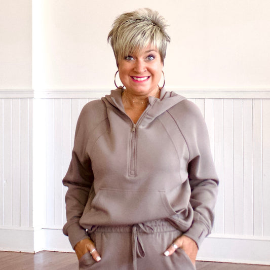 Scuba Half-Zip Hoodie - Mocha