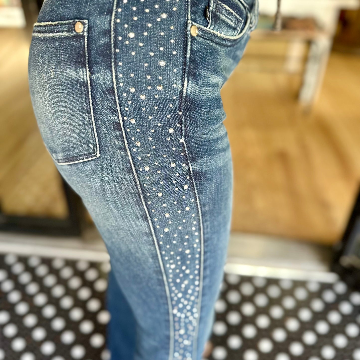 Judy Blue Midrise Rhinestone Flare Jeans