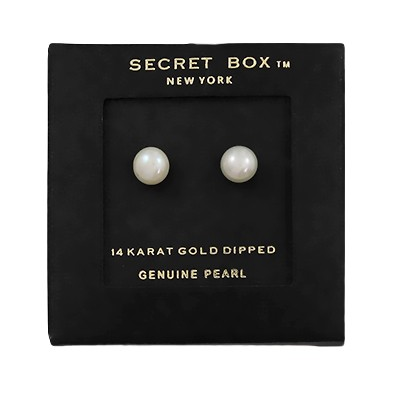 Secret Box Pearl Studs - White Pearl