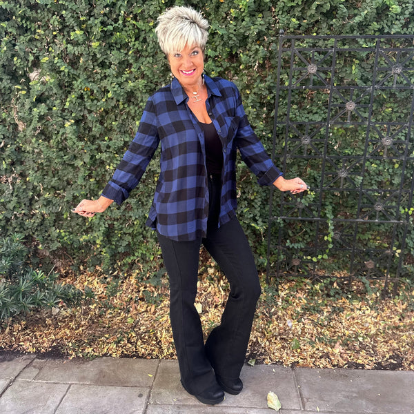 The Perfect Classic Flannel- Cobalt