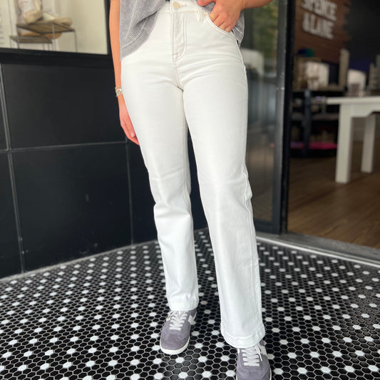 Risen TC Mid-Rise Ankle Straight Jeans - Cream