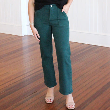 Risen HR Ankle Flare Patch Pocket Jeans - Hunter