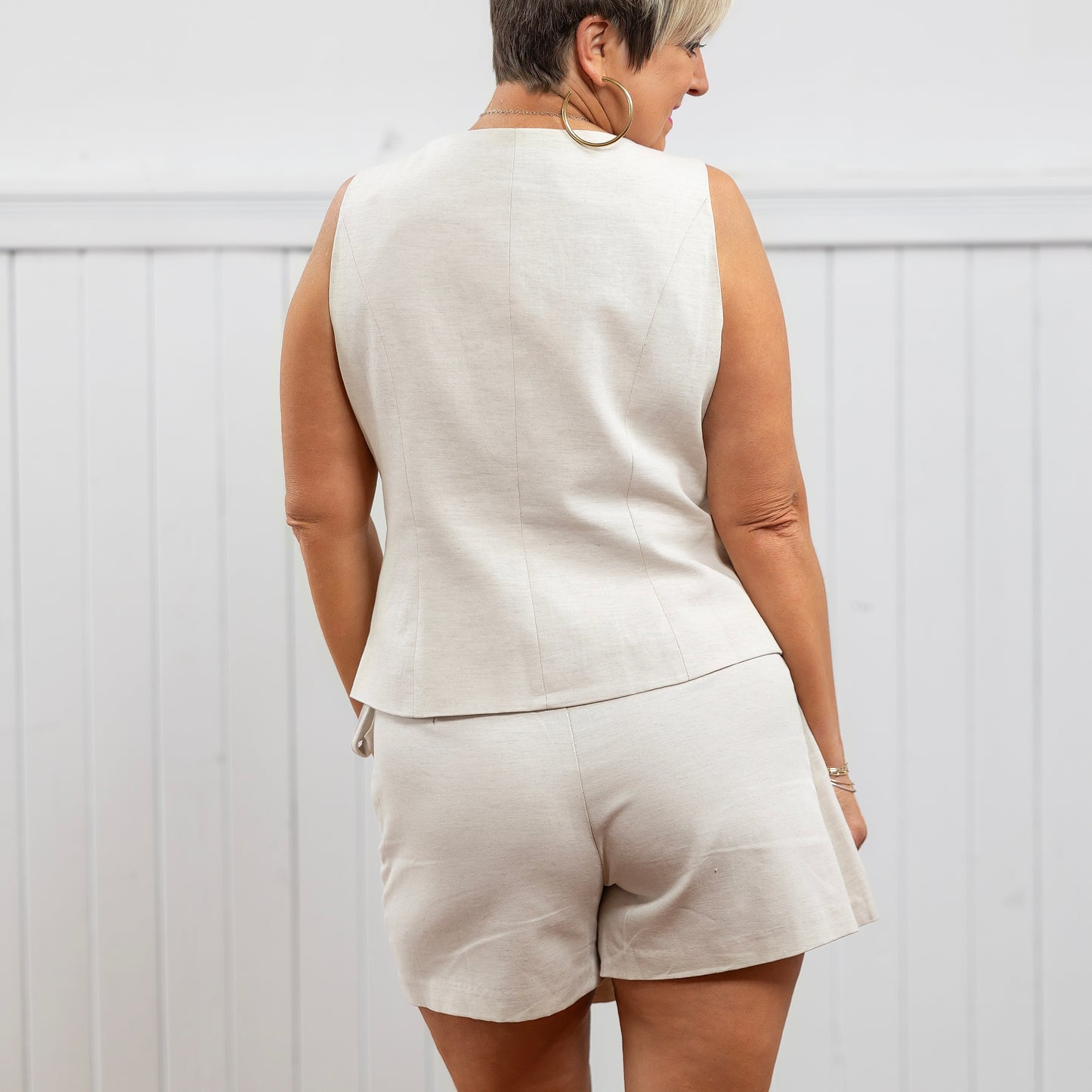 Devyn Mini Tie Skort + Vest - Beige