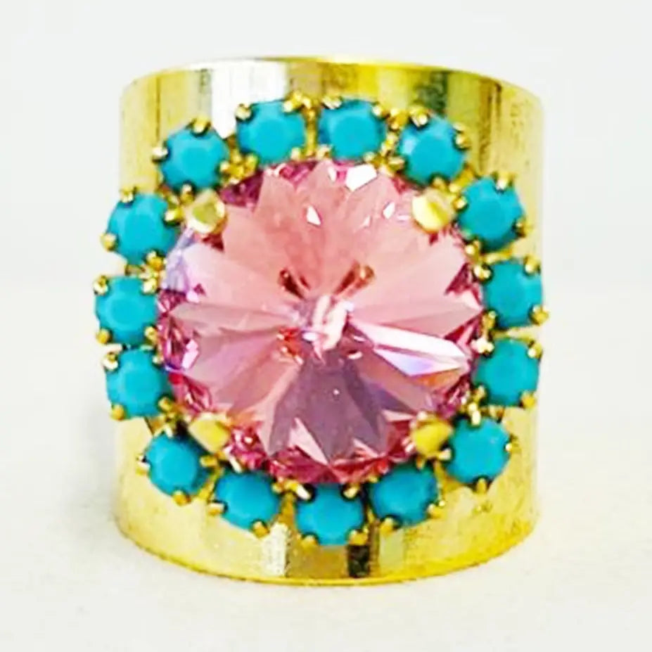 TOVA Jacci Ring - Rose Glimmer/Turquoise