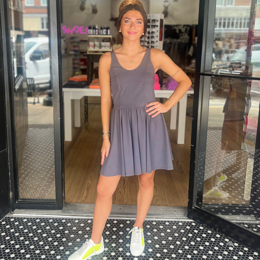 Tennis Anyone Dress - Charcoal