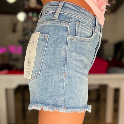 Risen Tummy Control High Rise Fray Hem Shorts