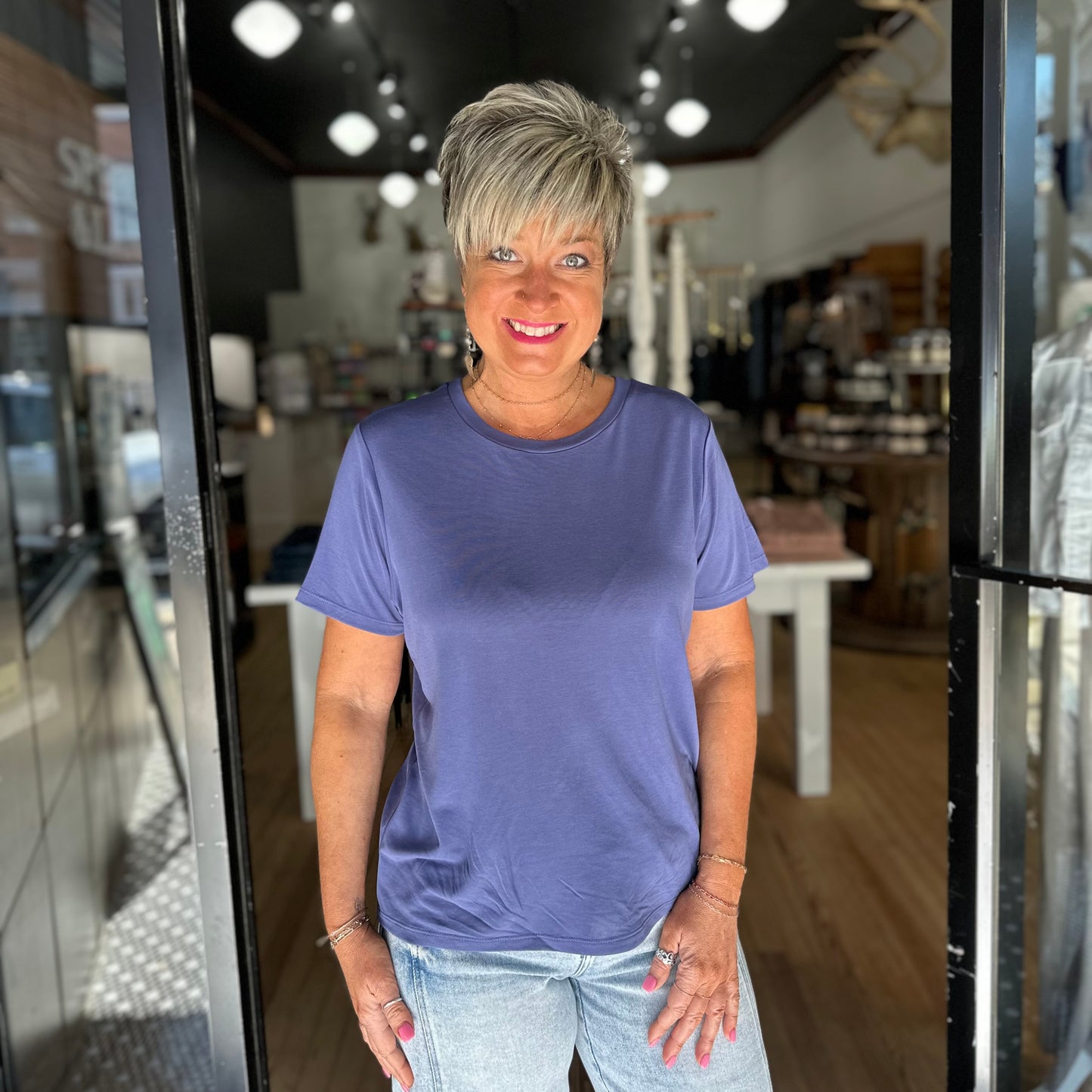 Easy Everyday Top- Dusty Indigo