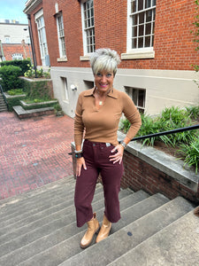 Judy Blue Tummy Control Dyed Crop - Wine