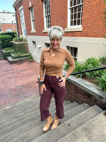 Judy Blue Tummy Control Dyed Crop - Wine
