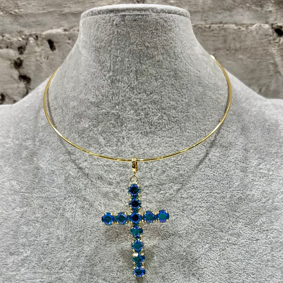 Ella Cross Pendant - Aqua