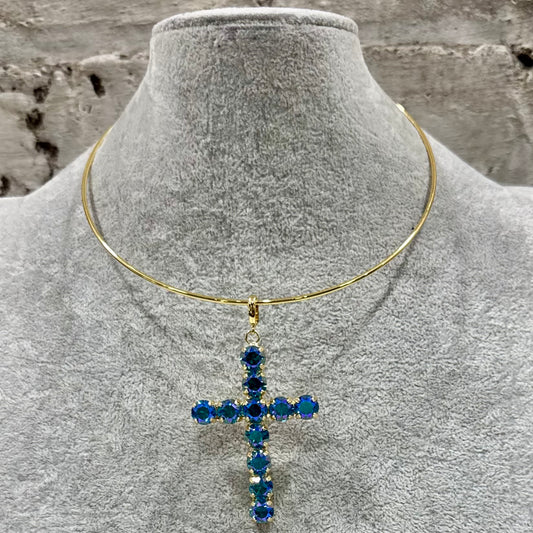 Ella Cross Pendant - Aqua