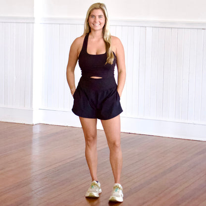 Recycled Butter Nylon Runsie - Black