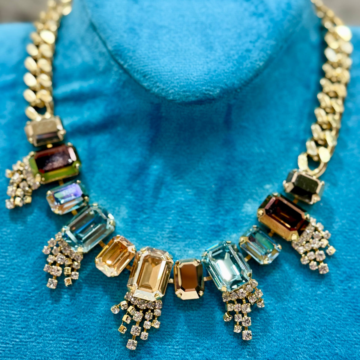 TOVA Monroe Necklace - Aqua Champagne/Golden Shadow