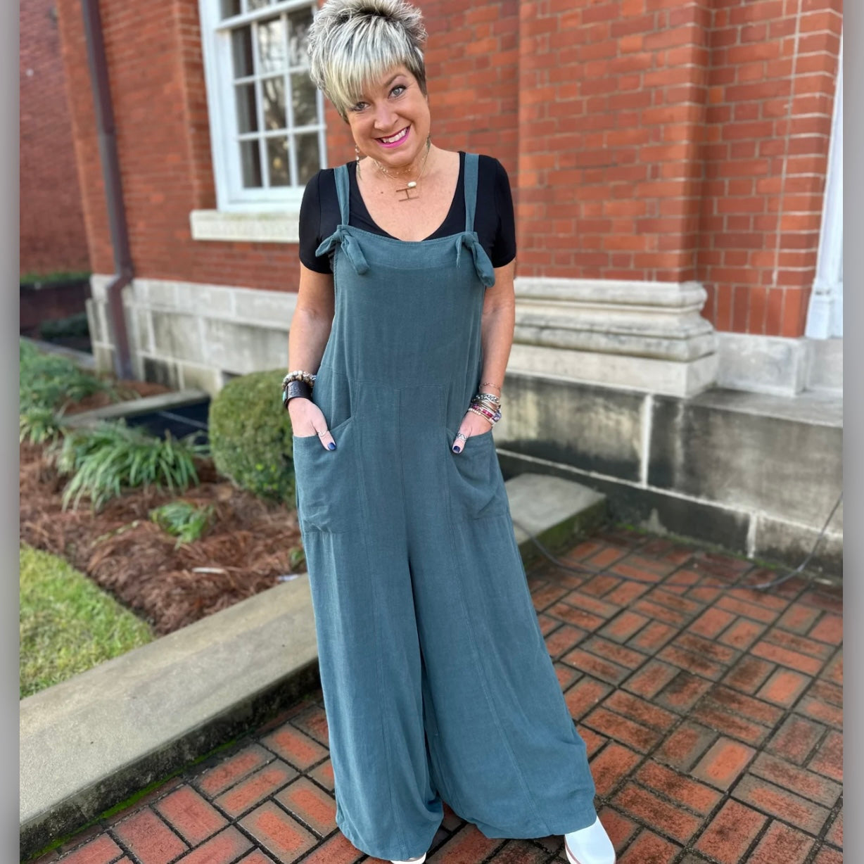 Jumping for Joy Jumpsuit - Teal Green