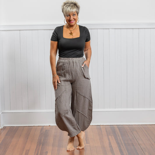 Flipping Out Linen Pant - Charcoal