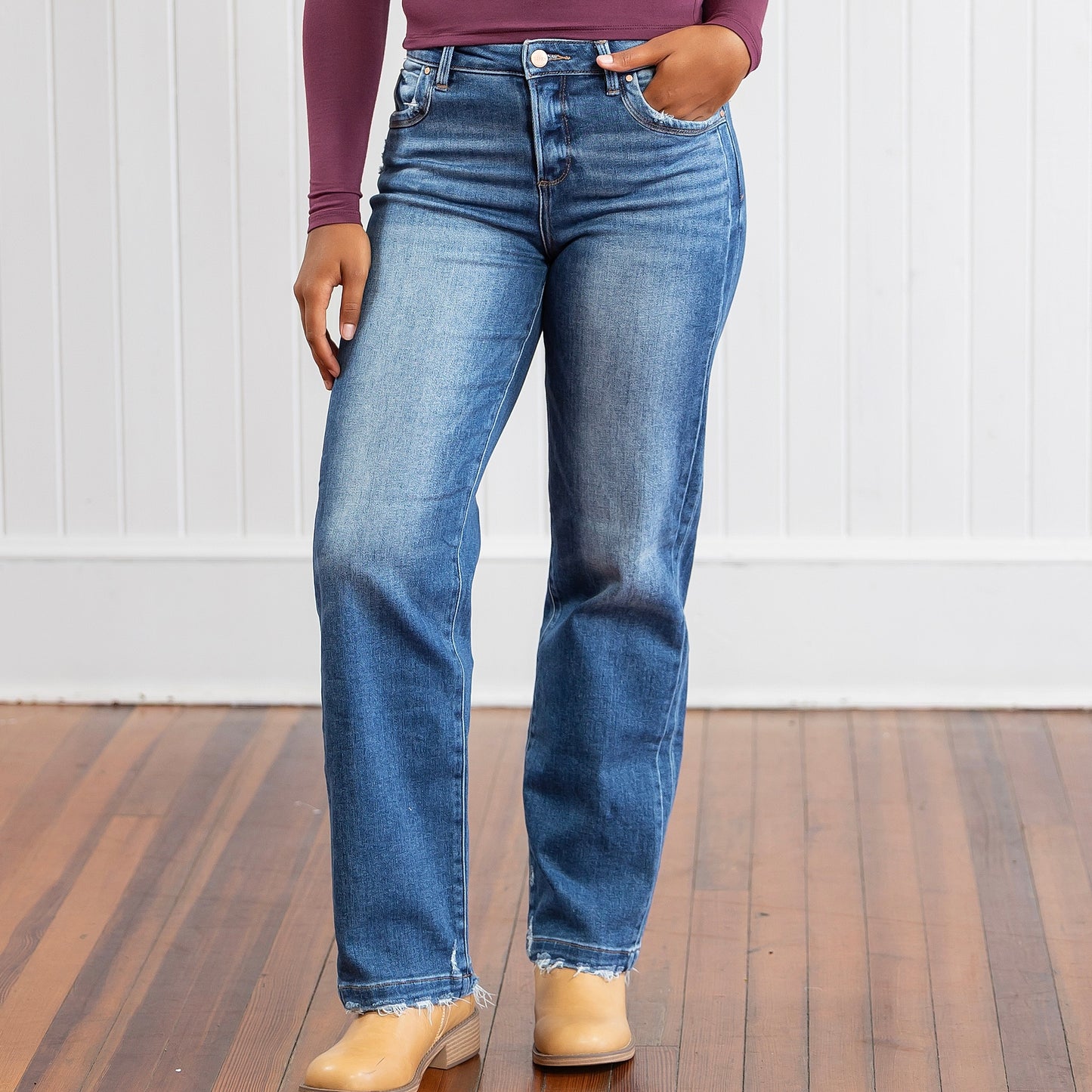 Risen Slouchy Baggy Pocket & Seam Detail Jeans - Dark
