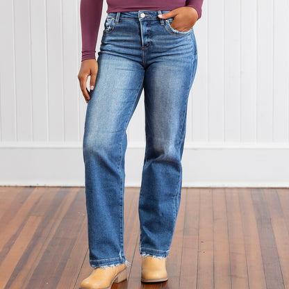 Risen Slouchy Baggy Pocket & Seam Detail Jeans - Dark