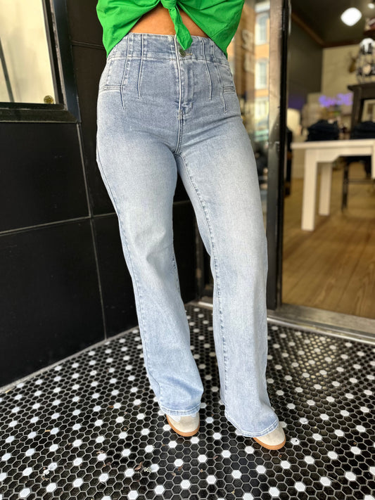Risen HR Wide Front & Back Dart Waist Jeans