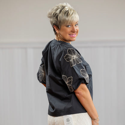 Petal Puff Top - Black