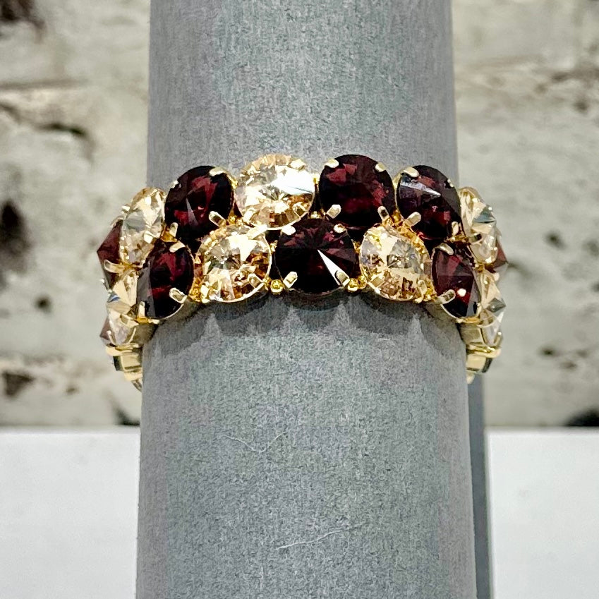 Calista Stretch Bracelet - Burgundy/Gold