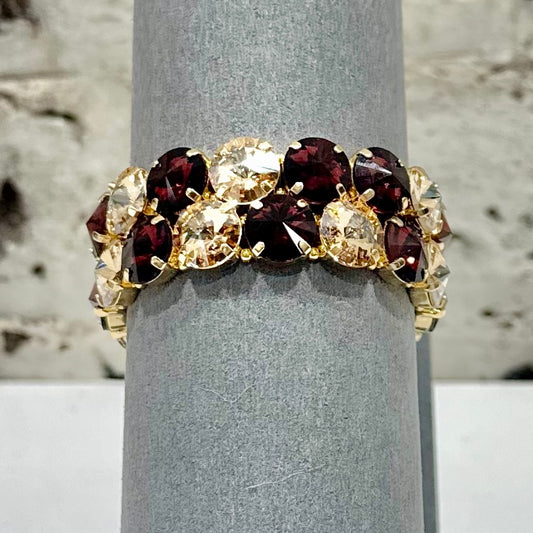 Calista Stretch Bracelet - Burgundy/Gold