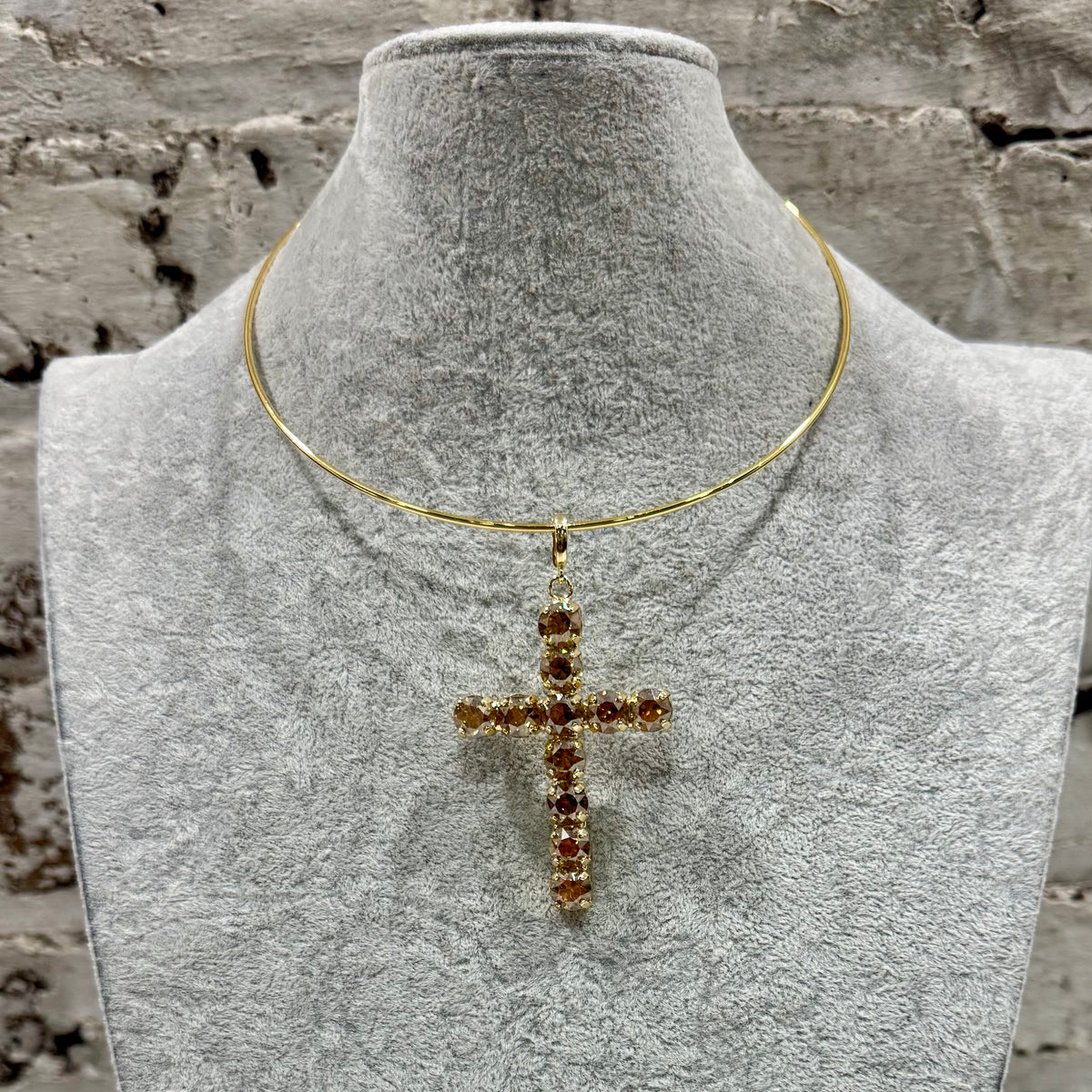 Ella Cross Pendant - Light Amber