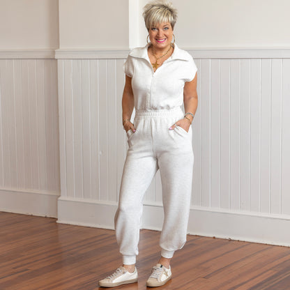 Scuba Luxe Jogger Jumpsuit - Heather Grey