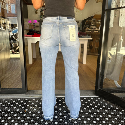 Risen High Rise- Wide Leg- Shadow Hem Jeans- Light