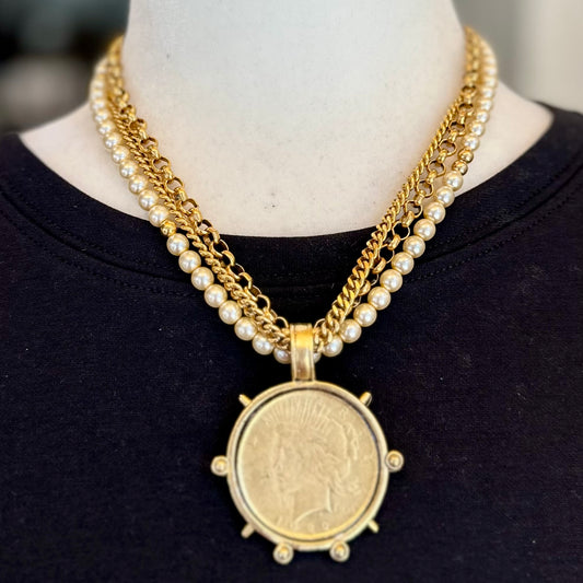 Lady Liberty- Layered Pearl Necklace