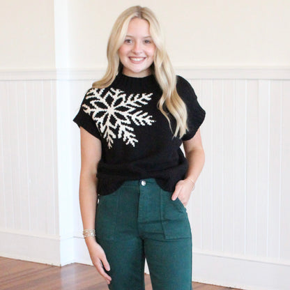 Snowflakes Falling Top- Black