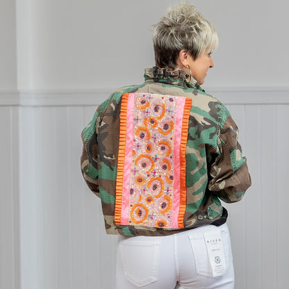 Vintage Camo Jacket - Floral Beaded
