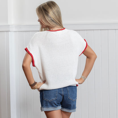 American Beauty Flag Knit Top - White