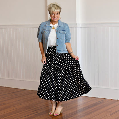 Peggy Sue Got Married Skirt - Black/Wht