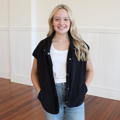 The Terry Vest- Navy