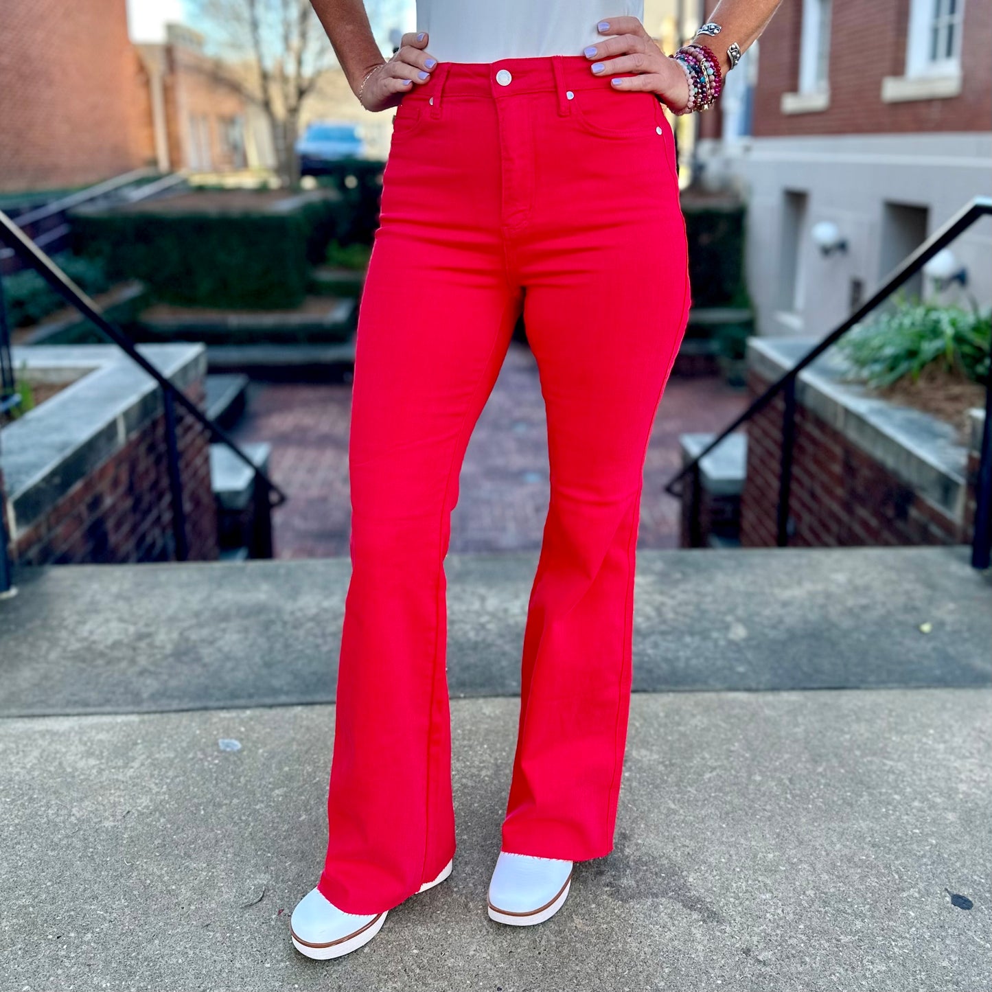 Judy Blue HW Tummy Control Flare - Red