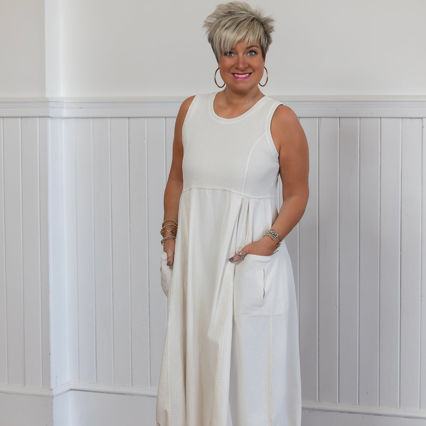 Off-Duty Edge Dress - Ecru