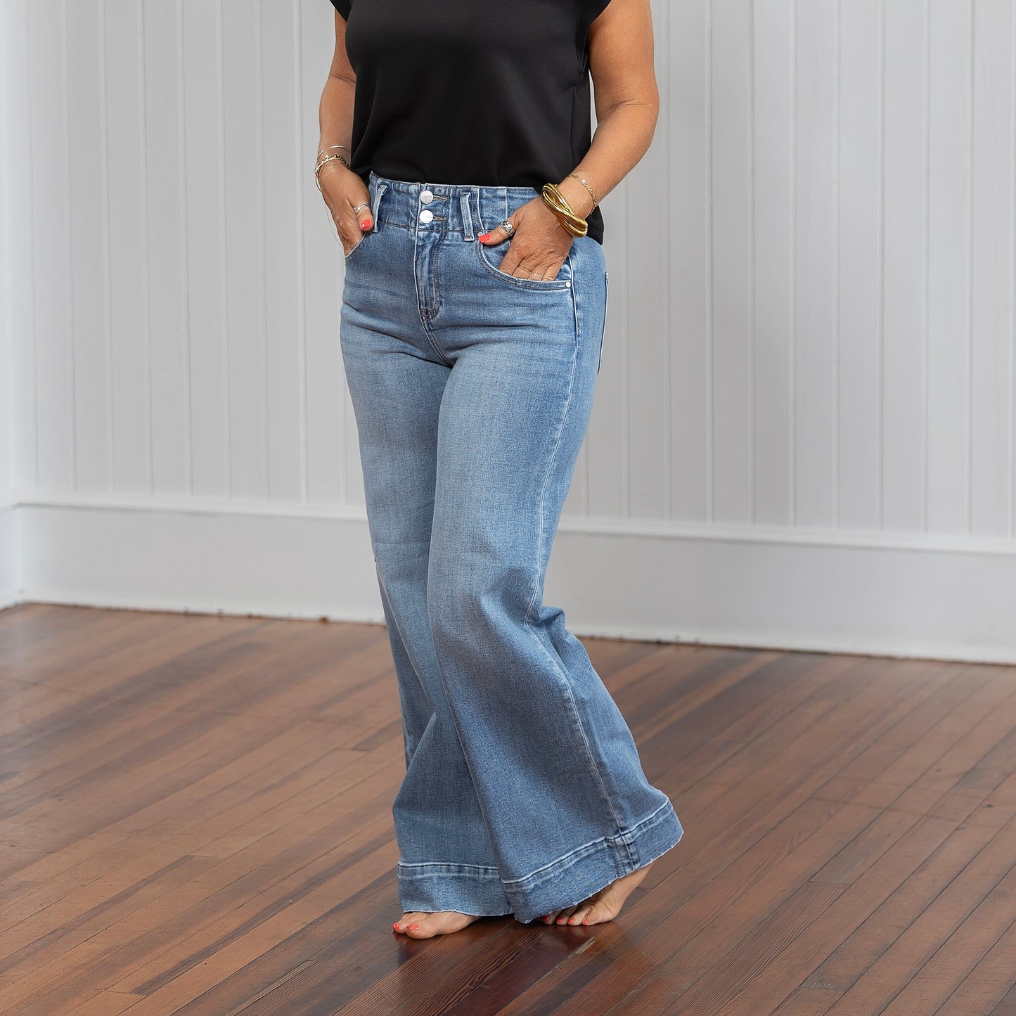Risen HR Ankle Wide Seam Detailed Jeans - Medium