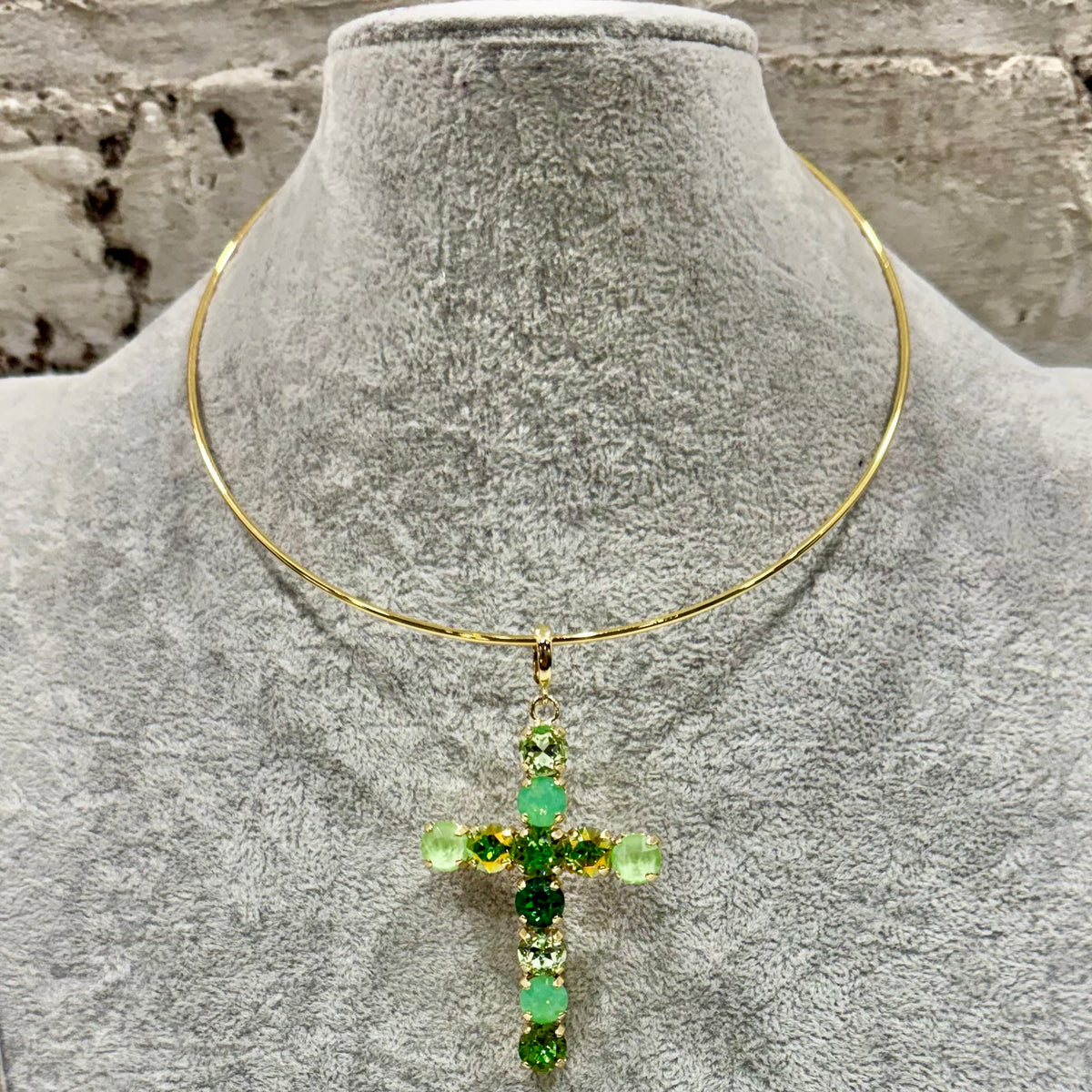 Ella Cross Pendant - Green Multi