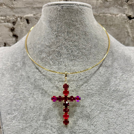 Ella Cross Pendant - Red Multi