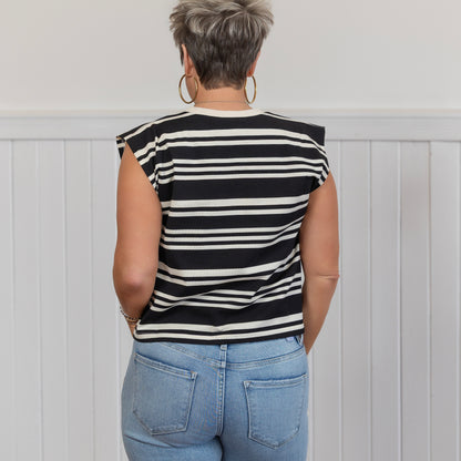 Cross the Line Top - Blk/Wht