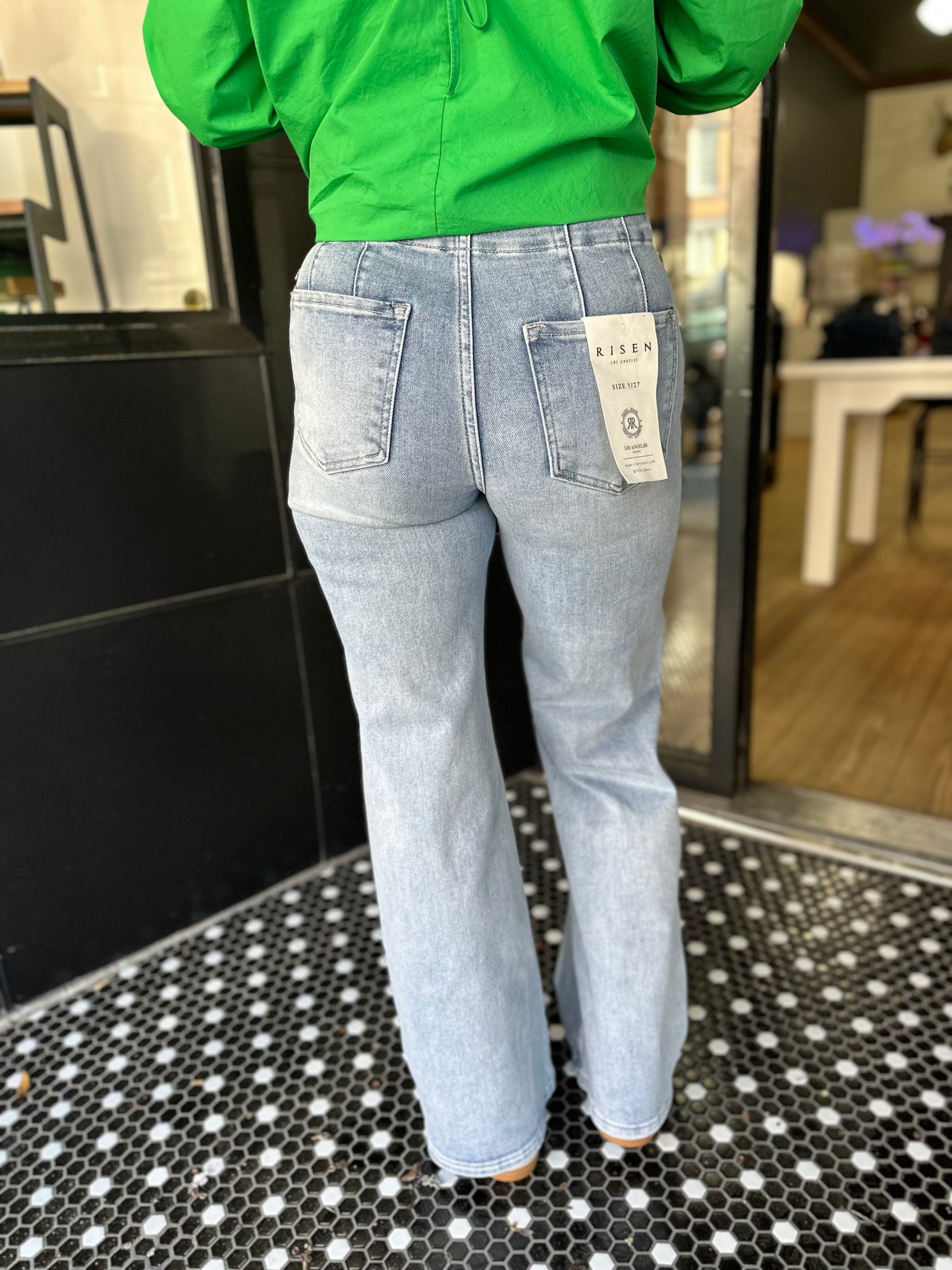 Risen HR Wide Front & Back Dart Waist Jeans