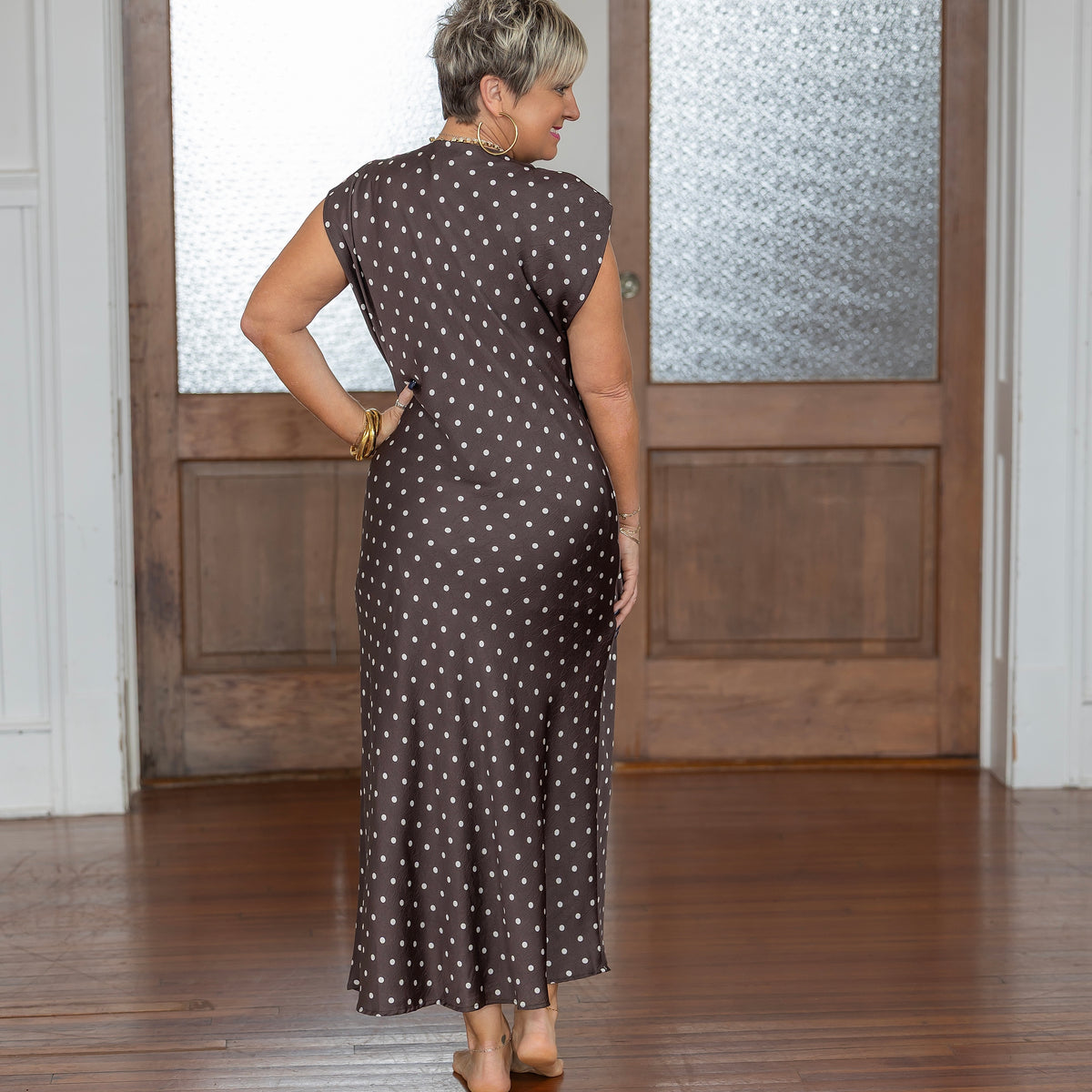 Kit Dress - Brown/White