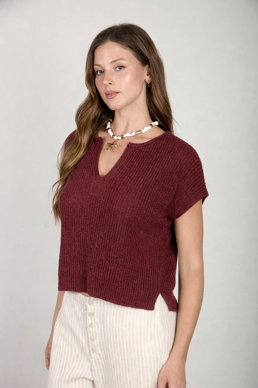 Downtown Baby Top - Maroon