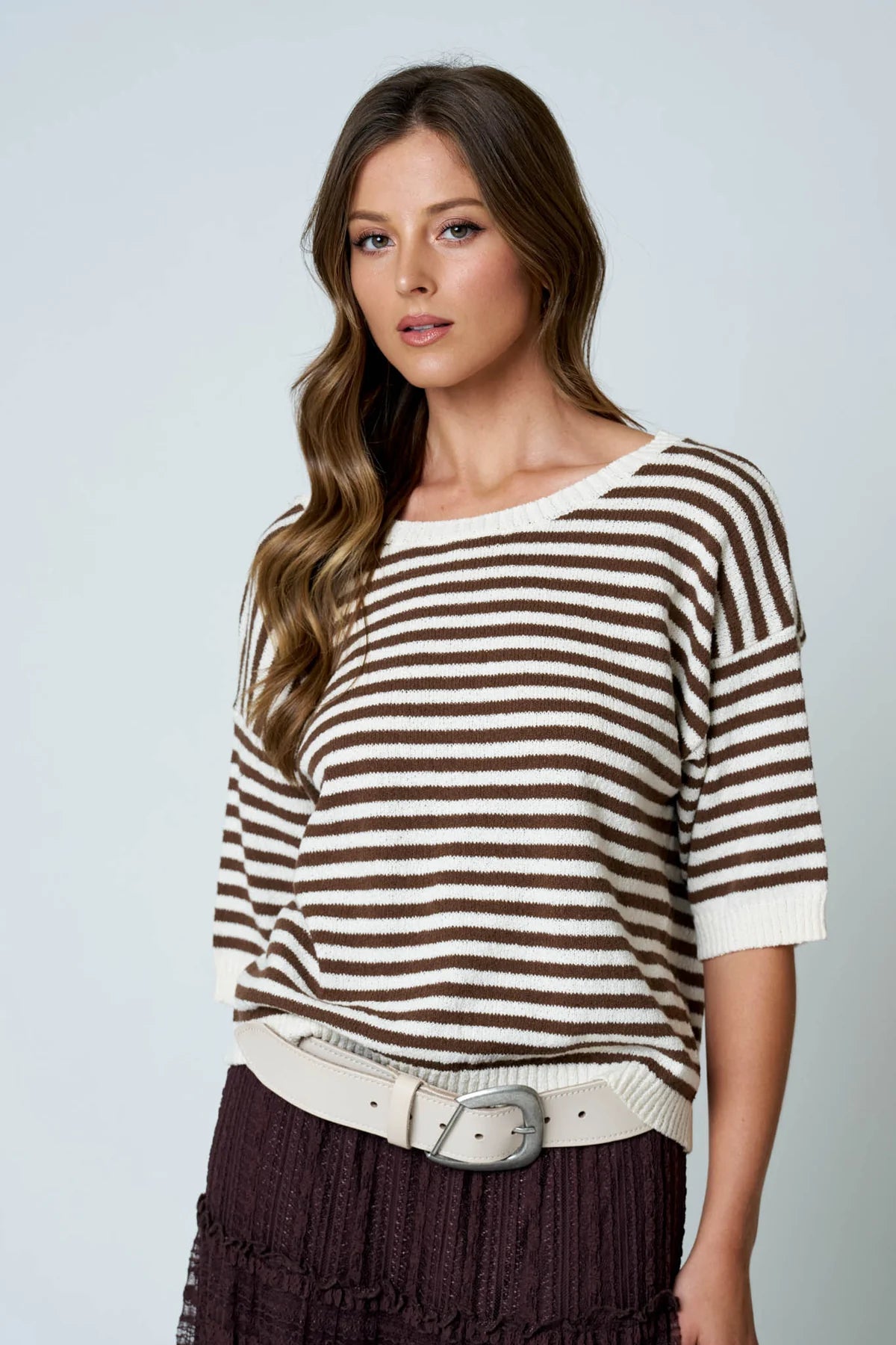 Striped Sweater - Brown