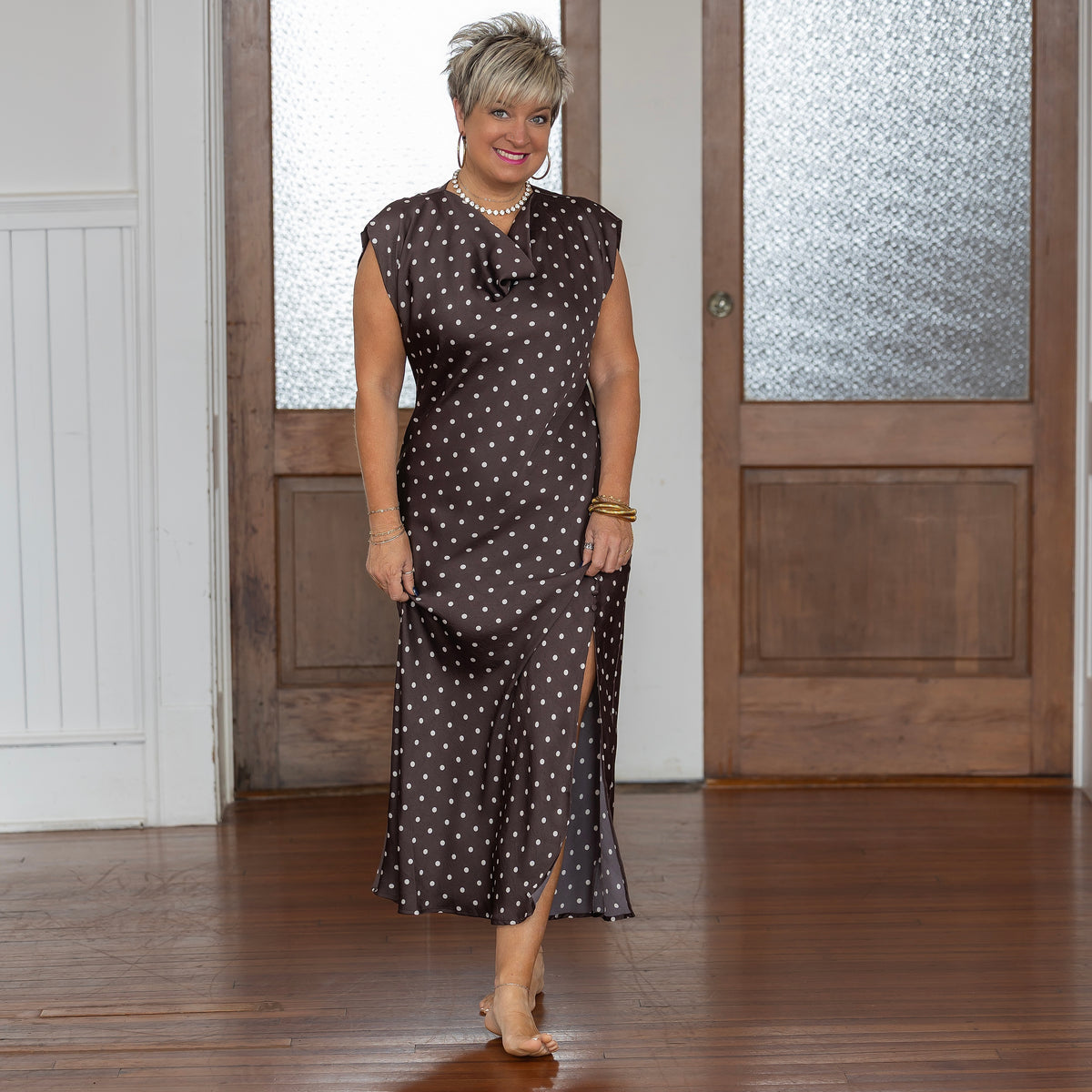 Kit Dress - Brown/White