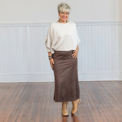 Valerie Suede Skirt - Brown