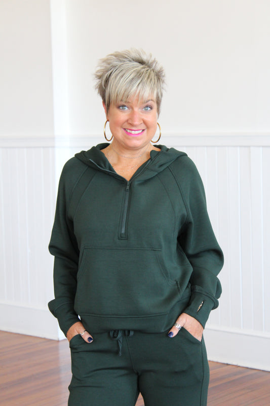 Scuba Half-Zip Hoodie- Regency Green