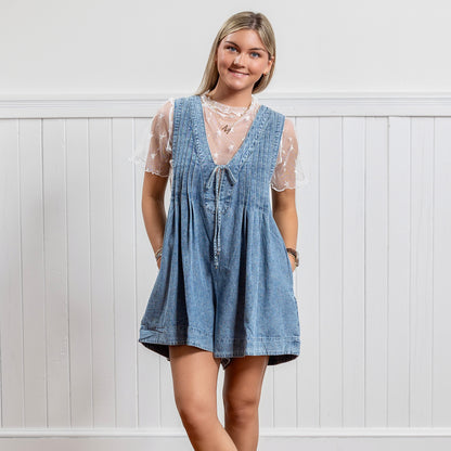 Glad To See You Romper - Denim