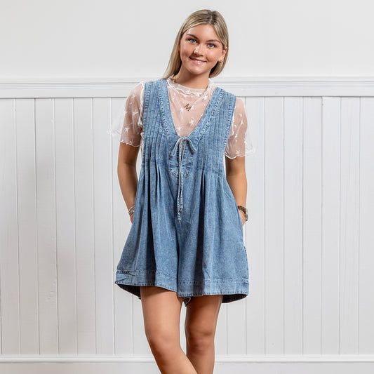 Glad To See You Romper - Denim