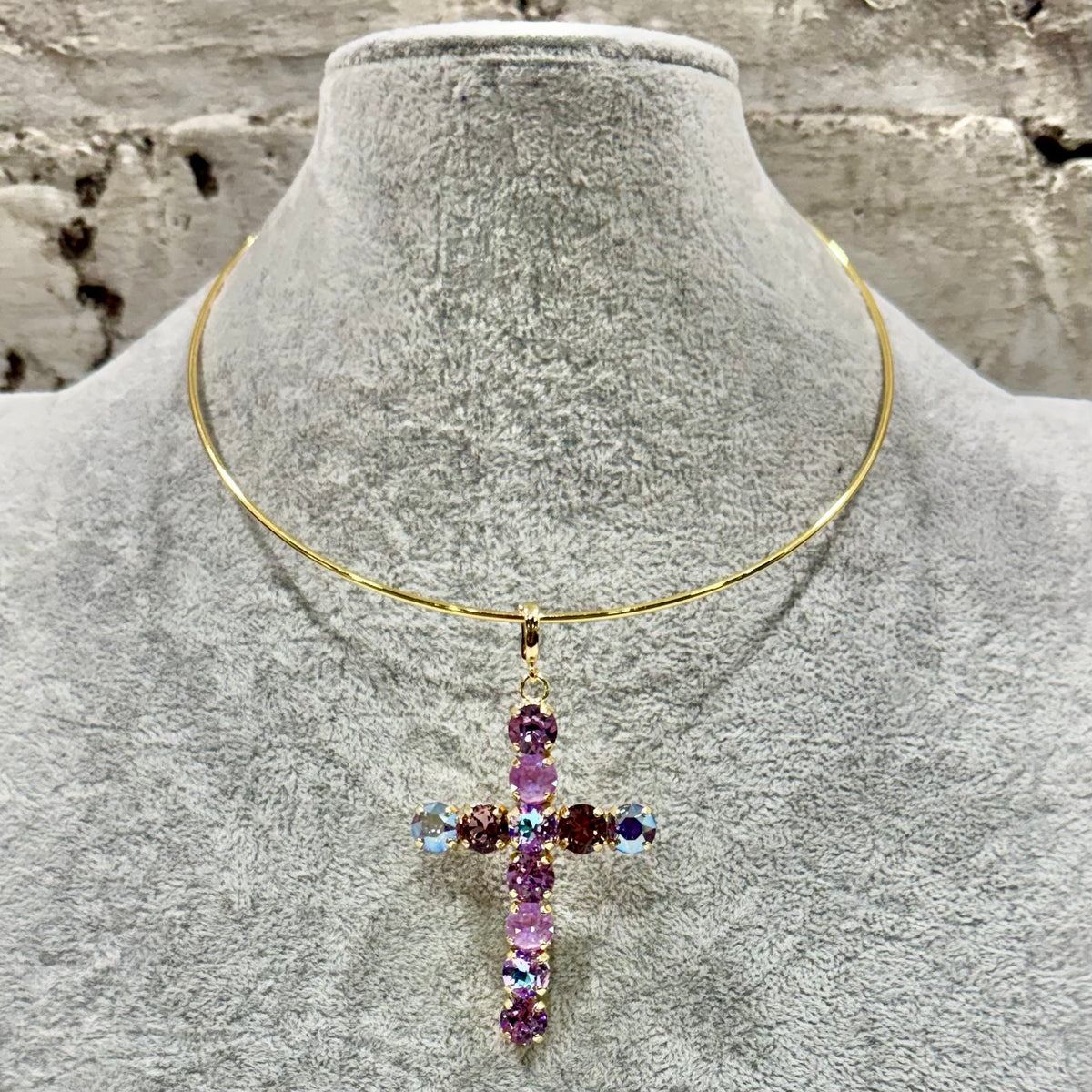 Ella Cross Pendant - Purple Multi